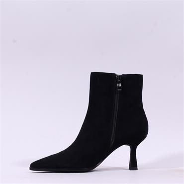 Pedro Anton Goldie High Heel Ankle Boot - Black Suede